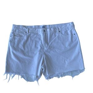 Old Navy White Denim Jean Shorts 5 Pocket Fringed Bottom Woman's 24 Cotton Blend